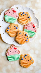 Cupcake and muffin decorated sugar cookies