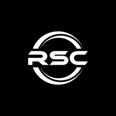 RSC letter logo design with black background in illustrator, vector logo modern alphabet font overlap style. calligraphy designs for logo, Poster, Invitation, etc.