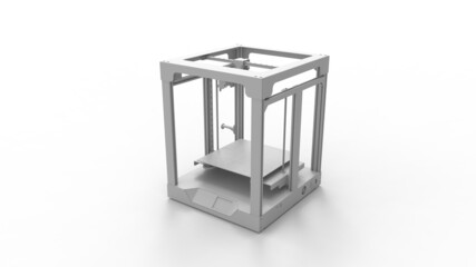 3D rendering of a 3d printer desktop manufacturing machine used for prototyping and engineering. isolated on empty space