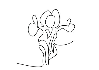 happy woman with positive energy making like okay sign