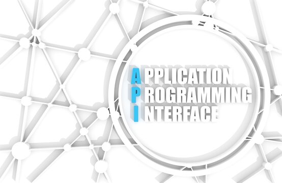 Acronym API - Application Programming Interface in circle. 3D render