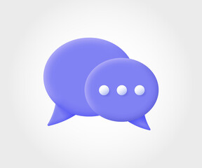 3d speech bubble icon. Vector illustration isolated on white background.