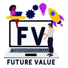 FV - Future Value acronym. business concept background. vector illustration concept with keywords and icons. lettering illustration with icons for web banner, flyer, landing pag