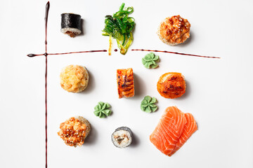 sushi on a white background