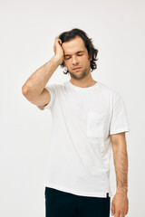 Cheerful man in white t-shirt fashion cropped view Lifestyle unaltered