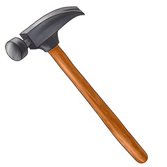 drawing hammer isolated at white background, hand drawn illustration