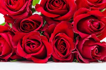 Lovely bouquet of red roses. Valentine's Day and International Women's Day