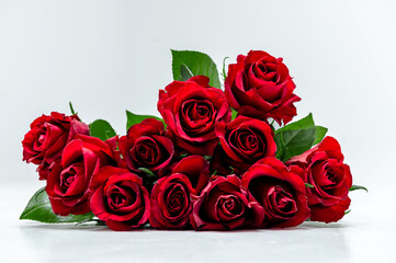 Lovely bouquet of red roses. Valentine's Day and International Women's Day
