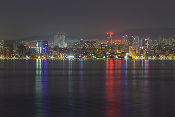 View of Istanbul at night from the side of the Adalar Islands located in the Sea of ​​Marmara, Turkey, Istanbul, Buyukada