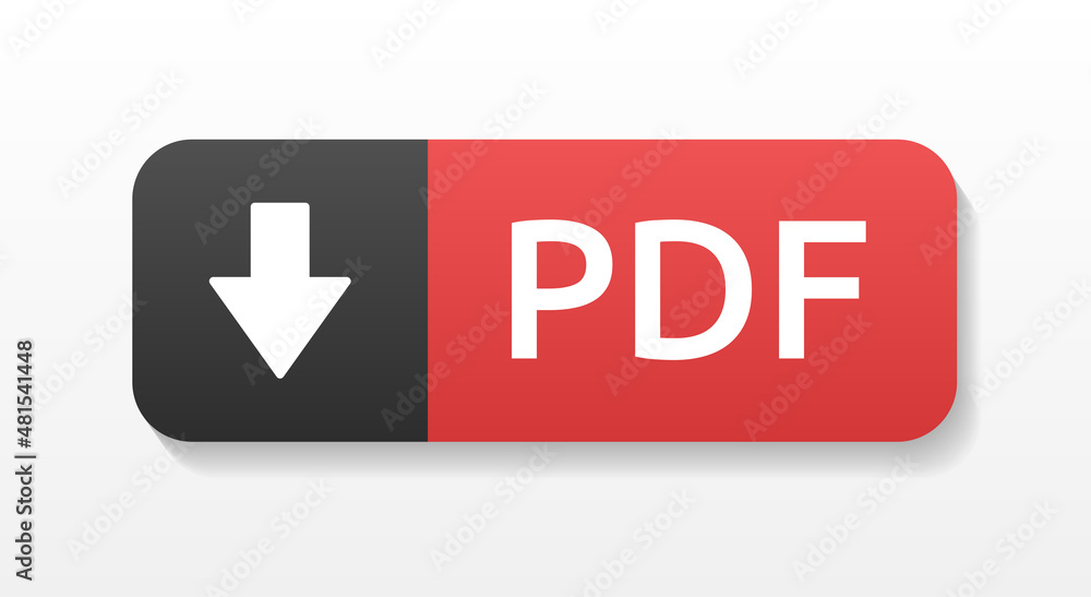 Poster Download PDF vector web button with arrow down.