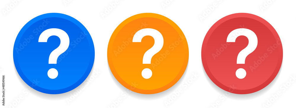Aufkleber Question mark icon round button in colorful design.