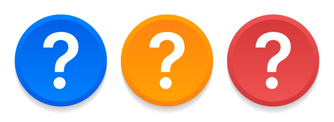 Question mark icon round button in colorful design.