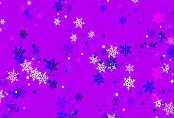 Light Purple, Pink vector background with xmas snowflakes.