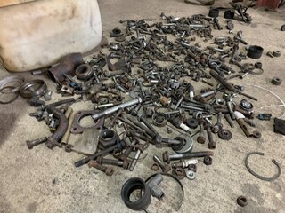 many rust steel on cement ground