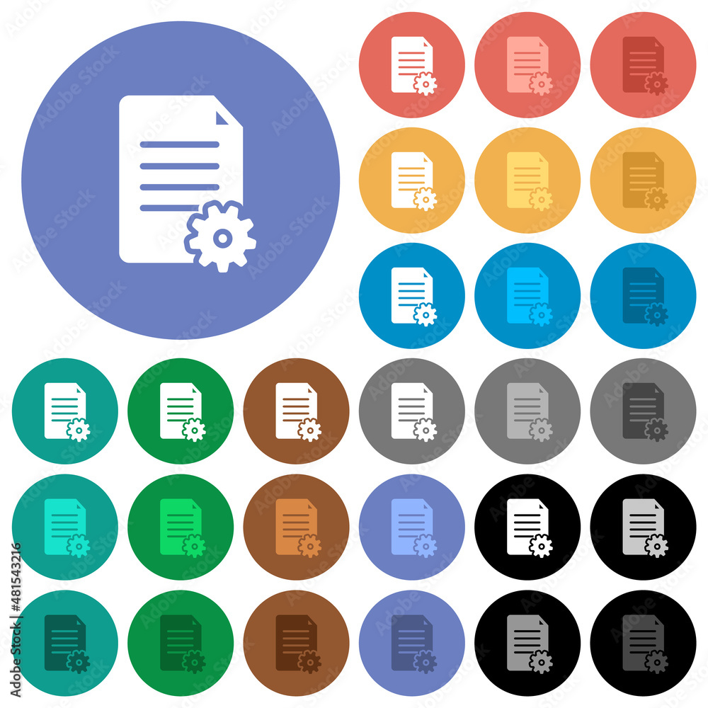 Poster document setup solid round flat multi colored icons