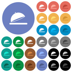 Open food tray round flat multi colored icons