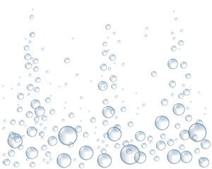 Fototapeta na wymiar Underwater hissing air bubbles. Carbonated drink. Vector illustration.
