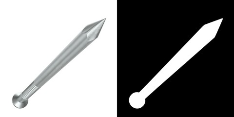 3D rendering illustration of an iron nail
