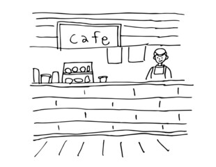 カフェのカウンターイラスト