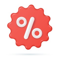 Discount badge icon. 3d rendering.