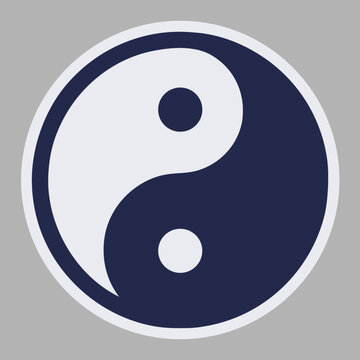 High quality vector illustration of the Yin and Yang Tao symbol icon - Original size dark blue and white version