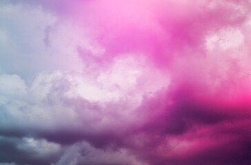Fototapeta na wymiar Pink sky with pink beautiful colored clouds