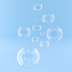 soft transparent  soap bubbles on blue sky