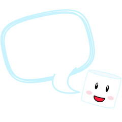 マシュマロのキャラクターと吹き出しのフレーム素材