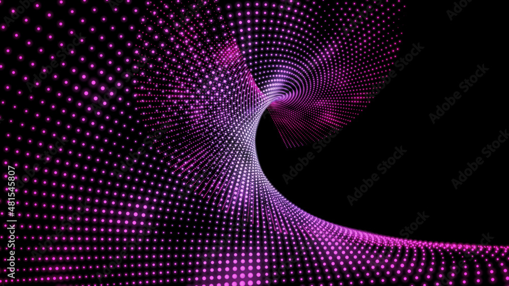 Poster black background with pink wave. abstract colored waves on a dark background. modern abstraction ban