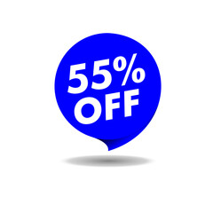 Mega Sale offer, price reduction, shop now, guaranteed sale banner, badge or label. Marketing vector illustration. Today discount clearance up to 55% off,