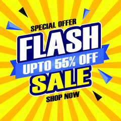 flash sale, up to 55% off, limited time offer, special discount, shop now, elements icon, label designs
