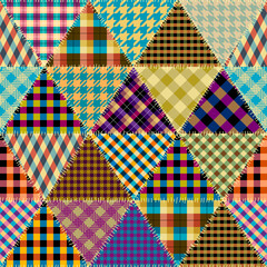 Patchwork textile pattern. Seamless quilting design background.