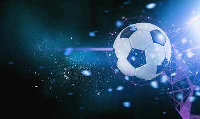 Internet live streaming of a soccer match, ball on the background