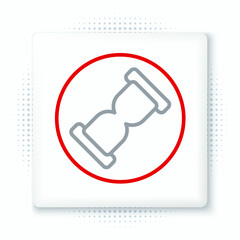 Line Old hourglass with flowing sand icon isolated on white background. Sand clock sign. Business and time management concept. Colorful outline concept. Vector