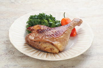 Roasted duck leg with orange sauce