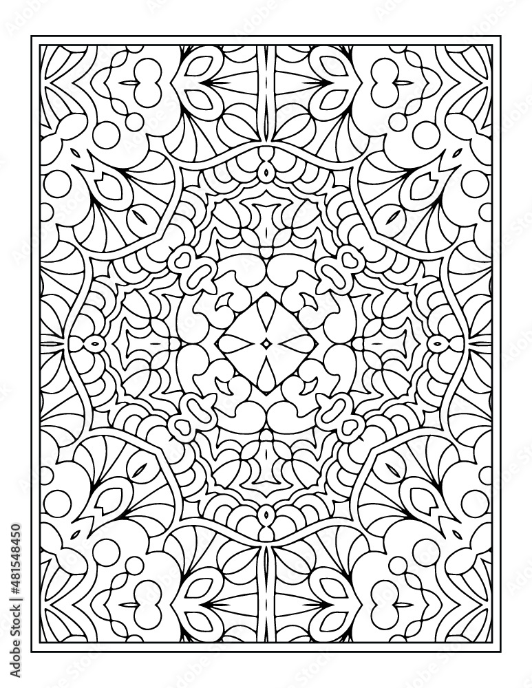 Wall mural coloring page mandala background. black and white coloring book pattern