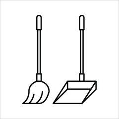 Broom cleaning Simple vector modern icon design illustration on white background. eps 10