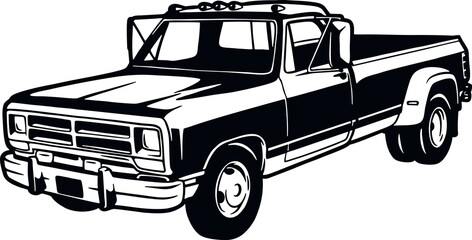 Classic Truck, Muscle car, Classic car, Stencil, Silhouette, Vector Clip Art - Truck 4x4 Off Road - Offroad car for tshirt and emblem © Natalya