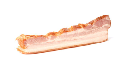 raw piece of smoked bacon isolated on white