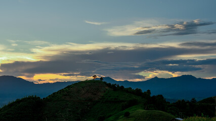 Nature background on a hill in the countryside.