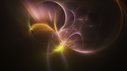 Abstract colorful rose and golden fiery shapes. Fantasy light background. Digital fractal art. 3d rendering.