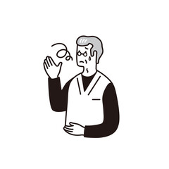 困る表情の高齢男性のシンプルなイラスト
