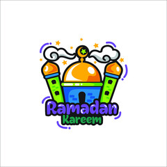 Mosque ramadan cartoon logo 