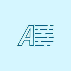 letter A Speed Logo Design Element. line art logo in blue background.
