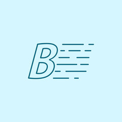 letter B Speed Logo Design Element. line art logo in blue background.