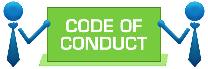 Code Of Conduct Banner Symbols Left Right Green Blue 