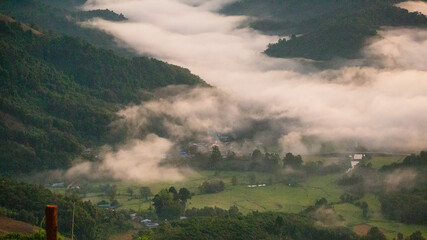 Take a morning view at the top of the mountain.