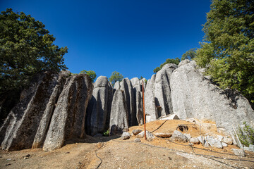 In the ancient city of Selge in Antalya, “Adam Kayalar,”means “Man Rocks” resemble several...