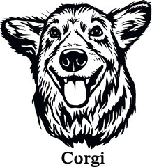 Fototapeta premium Corgi - Funny Dog, Vector File, Cut Stencil for Tshirt