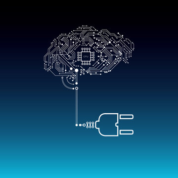 Intelligente Stromz&auml;hler Stromversorgung, icon mit gehirn 